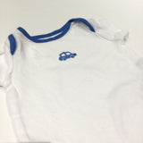 Car Blue & White Short Sleeve Bodysuit - Boys Newborn - Up To 1 Month
