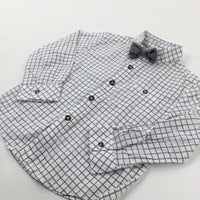 Bow Tie Grey Checked Shirt - Boys 2-3 Years