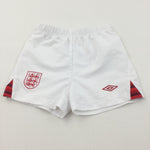 England Football Shorts - White & Red - Boys/Girls 12-18 Months