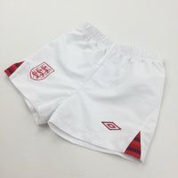 England Football Shorts - White & Red - Boys/Girls 12-18 Months