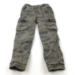 Camouflage Khaki Green Thick Cotton Cargo Trousers - Boys 6 Years