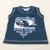 'Surf Star Wave Rider' Petrol Blue Sleeveless T-Shirt - Boys 12-18 Months