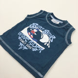 'Surf Star Wave Rider' Petrol Blue Sleeveless T-Shirt - Boys 12-18 Months