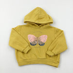 'You Make Today Special' Butterfly Sequinned Mustard Hoodie - Girls 2-3 Years