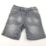 Distressed Grey Denim Shorts with Adjustable Waistband - Boys 12-18 Months