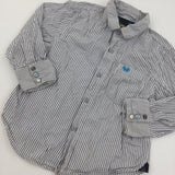 White and Grey Stripe Long Sleeve Shirt - Boys 3 Years