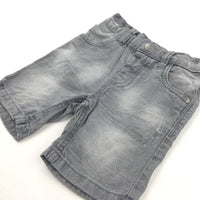 Distressed Grey Denim Shorts with Adjustable Waistband - Boys 12-18 Months