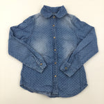 Spotty Denim Look Long Sleeve Shirt - Girls 6-7 Years