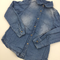 Spotty Denim Look Long Sleeve Shirt - Girls 6-7 Years