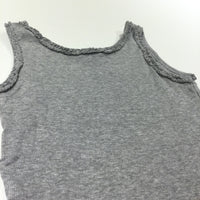 Grey Ribbed Vest Top with Frill Detail - Girls 10-11 Years