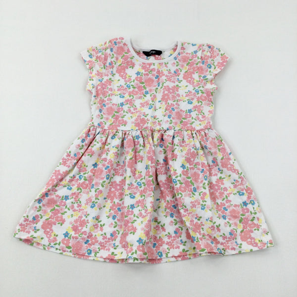 Colourful Flowers Pink Dress - Girls 2-3 Years
