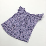 Flowers Lilac T-Shirt with Frilly Sleeves - Girls 3-6 Months