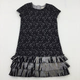 Black & Grey Lace Look Dress - Girls 7 Years