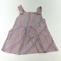 Pink, Green & Blue Striped Cotton Sun Dress - Girls 12-18 Months