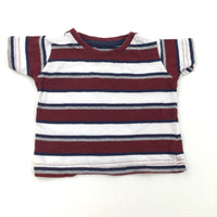 Burgundy, Navy & White Stripe T-Shirt - Boys 0-3 Months