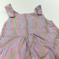 Pink, Green & Blue Striped Cotton Sun Dress - Girls 12-18 Months