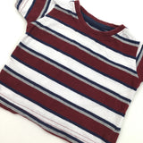 Burgundy, Navy & White Stripe T-Shirt - Boys 0-3 Months