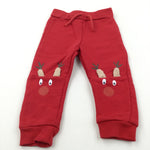 Rudolph Reindeer Knees Red Christmas Tracksuit Bottoms - Boys/Girls 18-24 Months