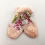 Peach, Pink & White Mitts - Girls 0-3 Months