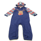 Rudolph Reindeer Navy Knitted Hoodie Romper - Boys/Girls 9-12 Months