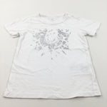 Silver Patterned White T-Shirt - Boys 7 Years