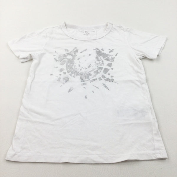 Silver Patterned White T-Shirt - Boys 7 Years