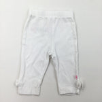 Bow Detail White Leggings - Girls 0-3 Months