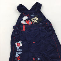 Mickey Mouse Embroidered Navy Corduroy Dungarees - Boys 3-6 Months