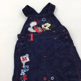 Mickey Mouse Embroidered Navy Corduroy Dungarees - Boys 3-6 Months