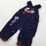 Mickey Mouse Embroidered Navy Corduroy Dungarees - Boys 3-6 Months