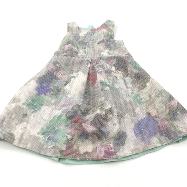 Flowers Glittery Pastel Cotton & Polyester Lined Party Dress - Girls 7 Years