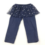 Stars Navy Leggings with Attached Net Skirt - Girls 18 Months