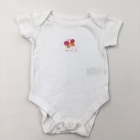 Butterfly White Short Sleeve Bodysuit - Girls 0-3 Months