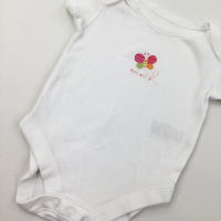 Butterfly White Short Sleeve Bodysuit - Girls 0-3 Months