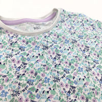 Flowers Pastels White T-Shirt - Girls 6-7 Years