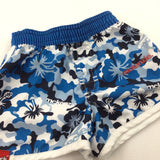 'McKenzie' Flowers Blue, White & Navy Lightweight Shell Shorts - Boys 3-6 Months