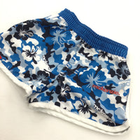 'McKenzie' Flowers Blue, White & Navy Lightweight Shell Shorts - Boys 3-6 Months