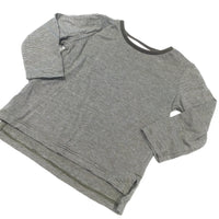 Charcoal Grey & White Striped Long Sleeve Top - Girls 9-12 Months