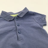 Blue Polo Shirt Style Short Sleeve Bodysuit - Boys 6-9 Months