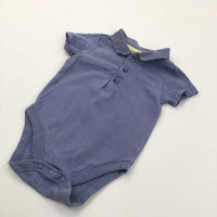 Blue Polo Shirt Style Short Sleeve Bodysuit - Boys 6-9 Months