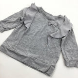 Bow & Frills Grey Jersey Long Sleeve Top - Girls 3-6 Months