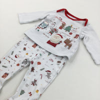 'My Christmas To Do List' Father Christmas & Presents White & Red Pyjamas - Boys/Girls 6-9 Months
