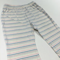 Pastel Striped Pyjama Bottoms with Frilly Hems - Girls 9-12 Months