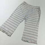 Pastel Striped Pyjama Bottoms with Frilly Hems - Girls 9-12 Months