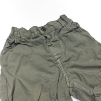 Khaki Green Cotton Shorts with Adjustable Waistband - Boys 12-18 Months