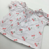 Cherries Pink & White Jersey T-Shirt/Blouse - Girls 3-6 Months