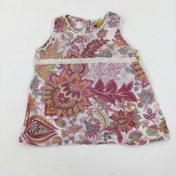 Colourful Flowers Sequin Vest Top - Girls 3-4 Years