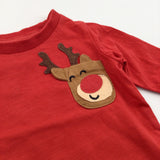 Rudolph Reindeer Pocket Red Half Sleeve Christmas Top - Boys/Girls 3-6 Months