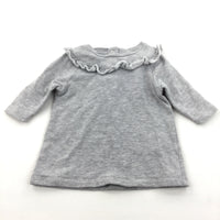 Grey Jersey Dress with Frill Detail - Girls 3-6 Months