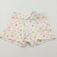 **NEW** Colourful Spots Cream Lightweight Jersey Shorts - Girls 18-24 Months